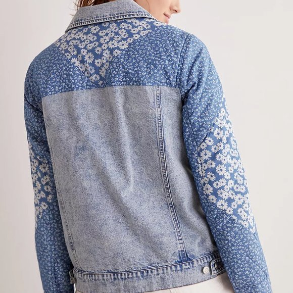 Anthropologie Avec Les Filles Patchwork Denim Jacket NWT M - Picture 5 of 5